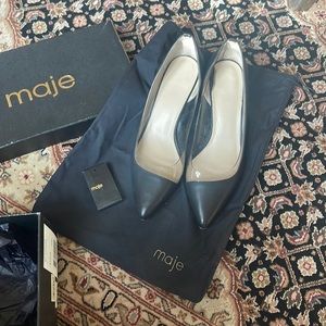 Maje Elegant Black and Cream Heels
